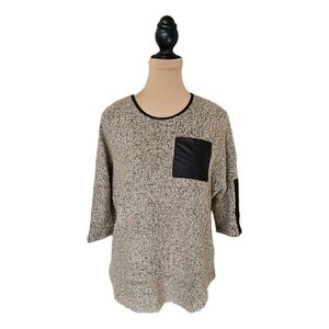 DKR & Company Fluffy Faux Leather Top Sz S